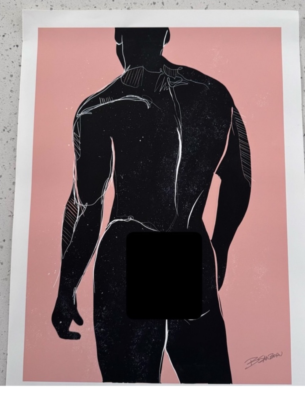 Brenden Sanborn Male Figure Study Fine Art Print Silhouette Minimalist 12x16